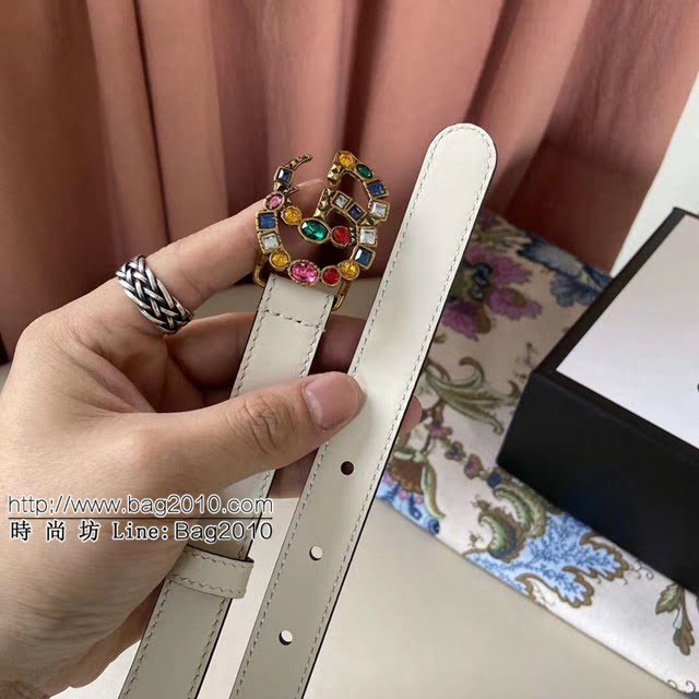 Gucci女士皮帶 古奇彩鑽雙面牛皮腰帶  jjp1555